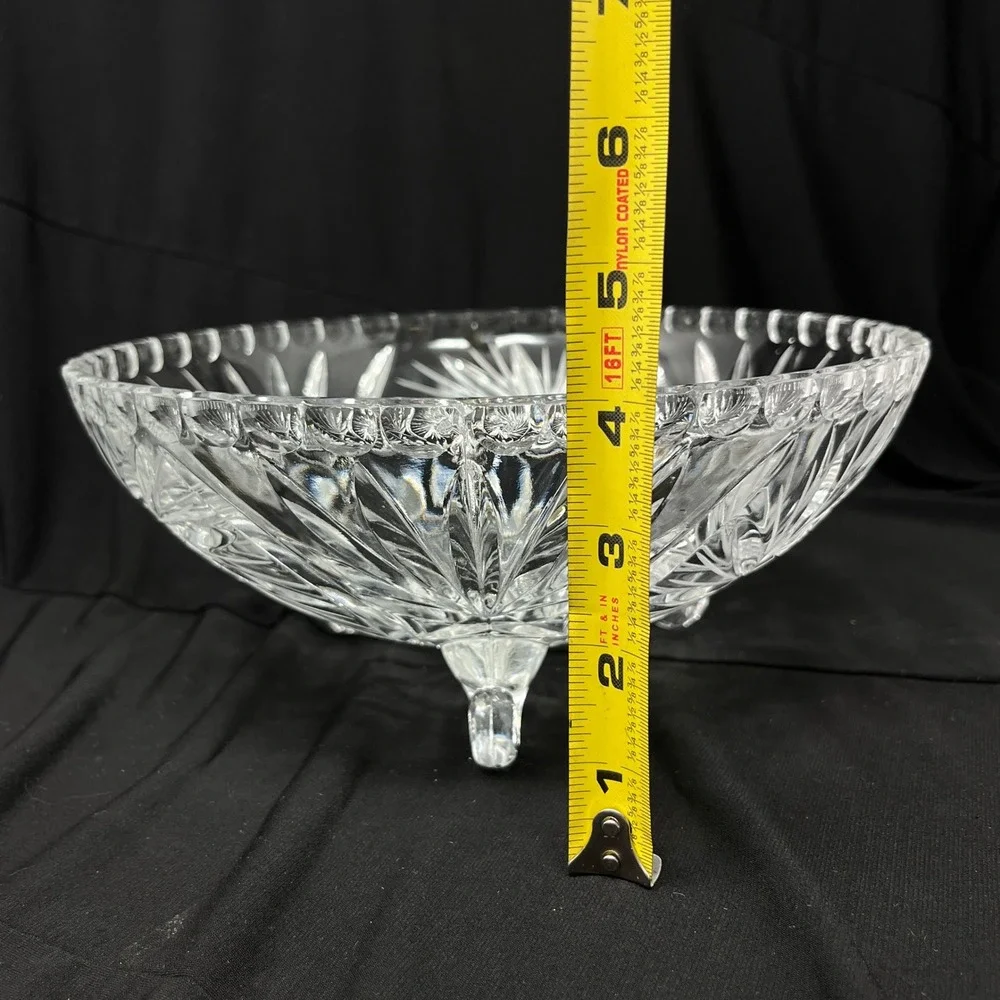American Cut Pinwheel 3 Toed Vegetable Serving Bowl Crystal‎ 9.5